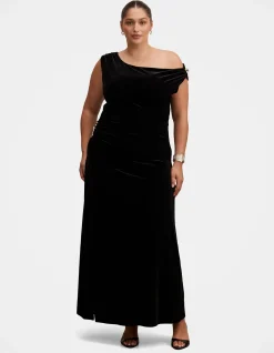 WINSLET CURVE OFF SHOULDER VELVET GOWN