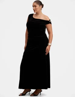 WINSLET CURVE OFF SHOULDER VELVET GOWN