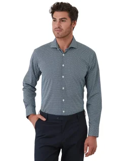 WINTON NAVY SMALL GEO PRINT SHIRT