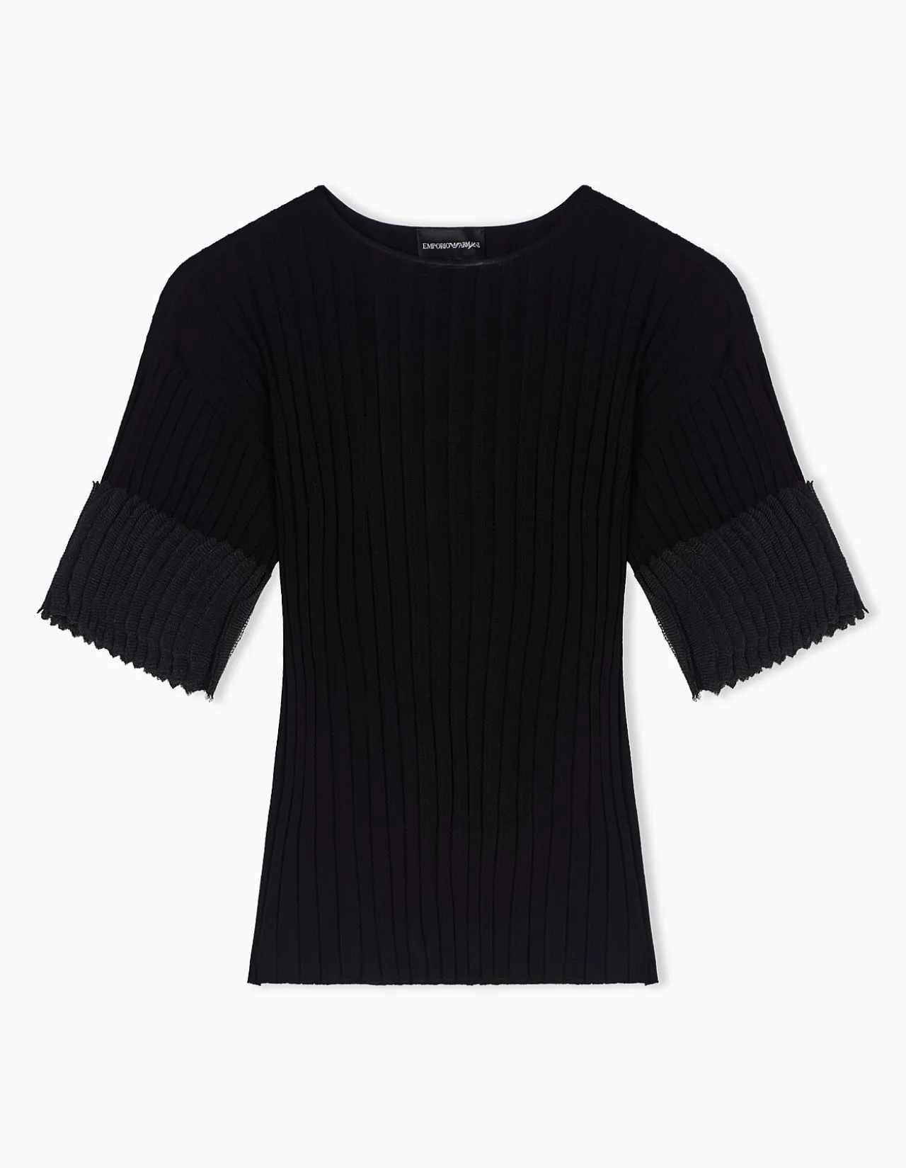 WOMAN'S RIBBED KNITWEAR WITH PLEATED SLEEVES