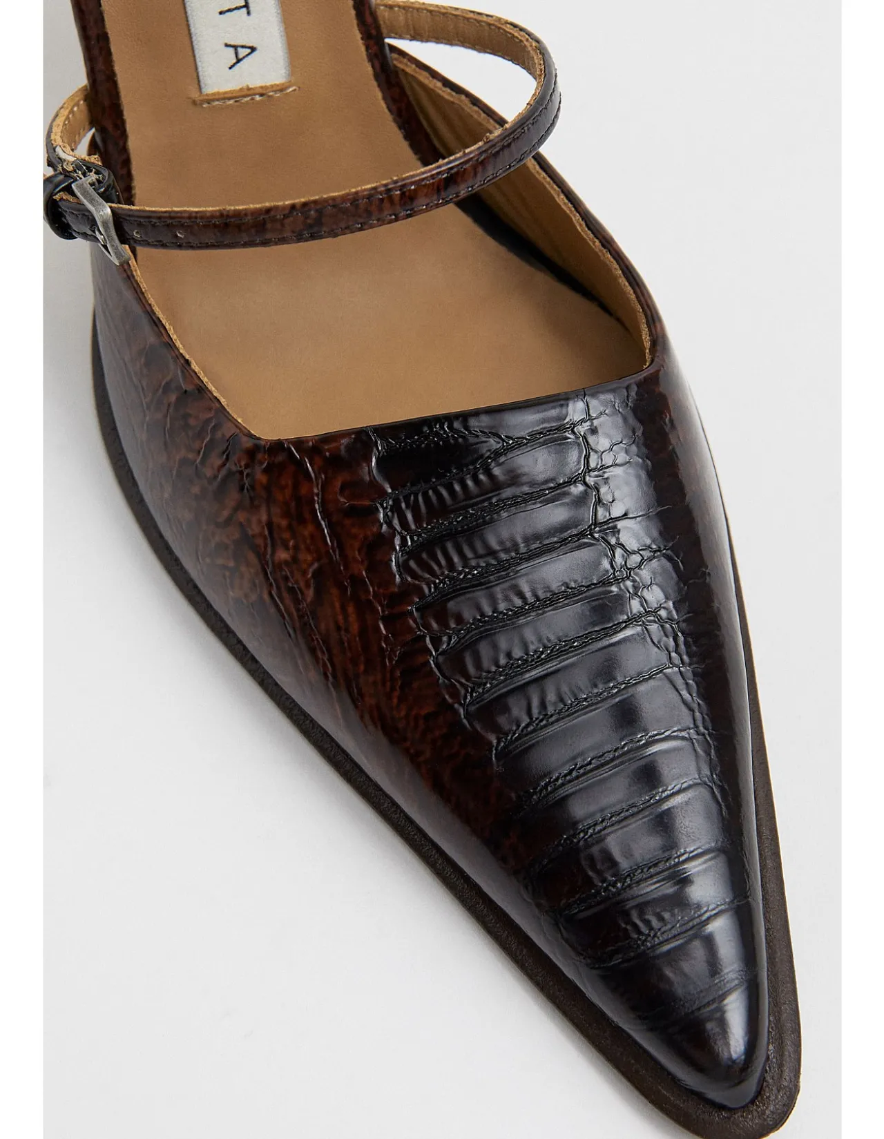 Women's Shari Brown Snake Straps Mules