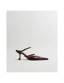 Women's Shari Brown Snake Straps Mules