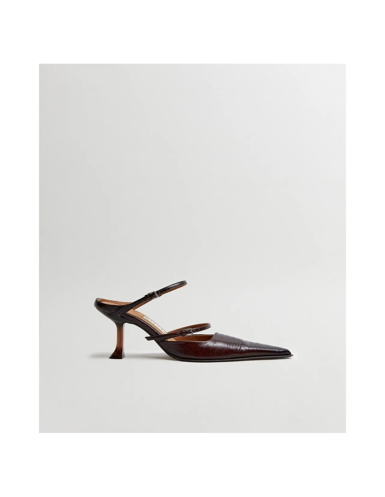 Women's Shari Brown Snake Straps Mules