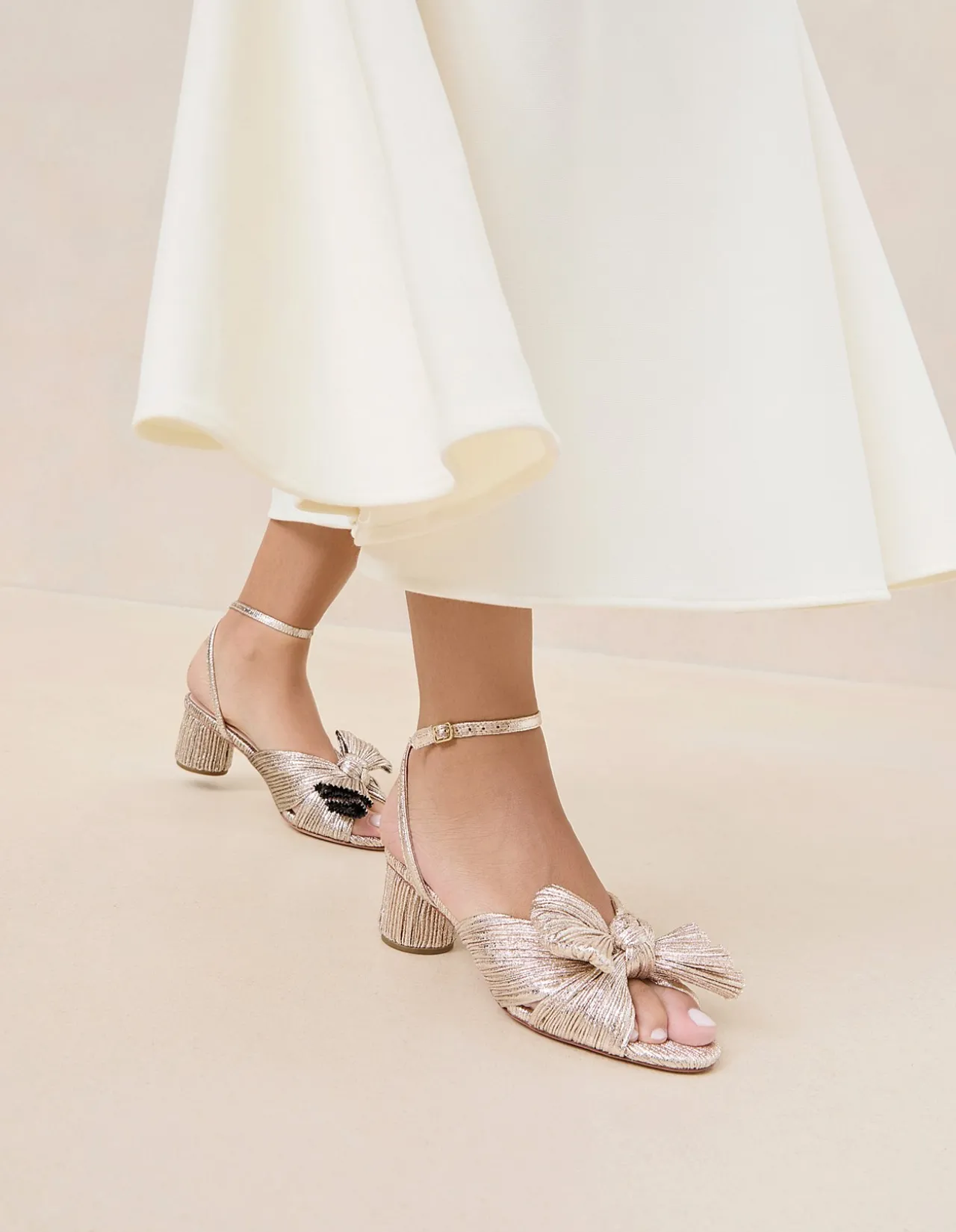WOMEN'S DAHLIA PLEATED KNOT MULE WITH ANKLE STRAP