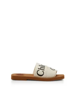 WOODY EMBROIDERED LINEN SLIDE