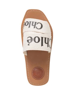 WOODY EMBROIDERED LINEN SLIDE