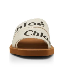 WOODY EMBROIDERED LINEN SLIDE