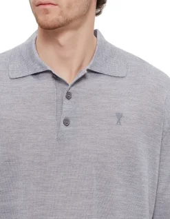 Wool And Silk Polo Knit Grey