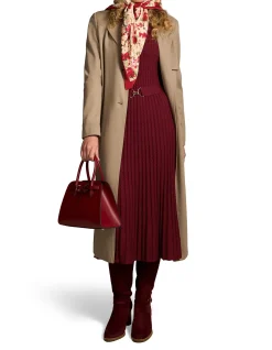 Wool Cable Knit Dress - Claret