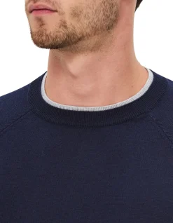 WOOL CREW NECK WITH RAGLAN SLEEVES KNITTED JUMPER
