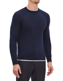 WOOL CREW NECK WITH RAGLAN SLEEVES KNITTED JUMPER