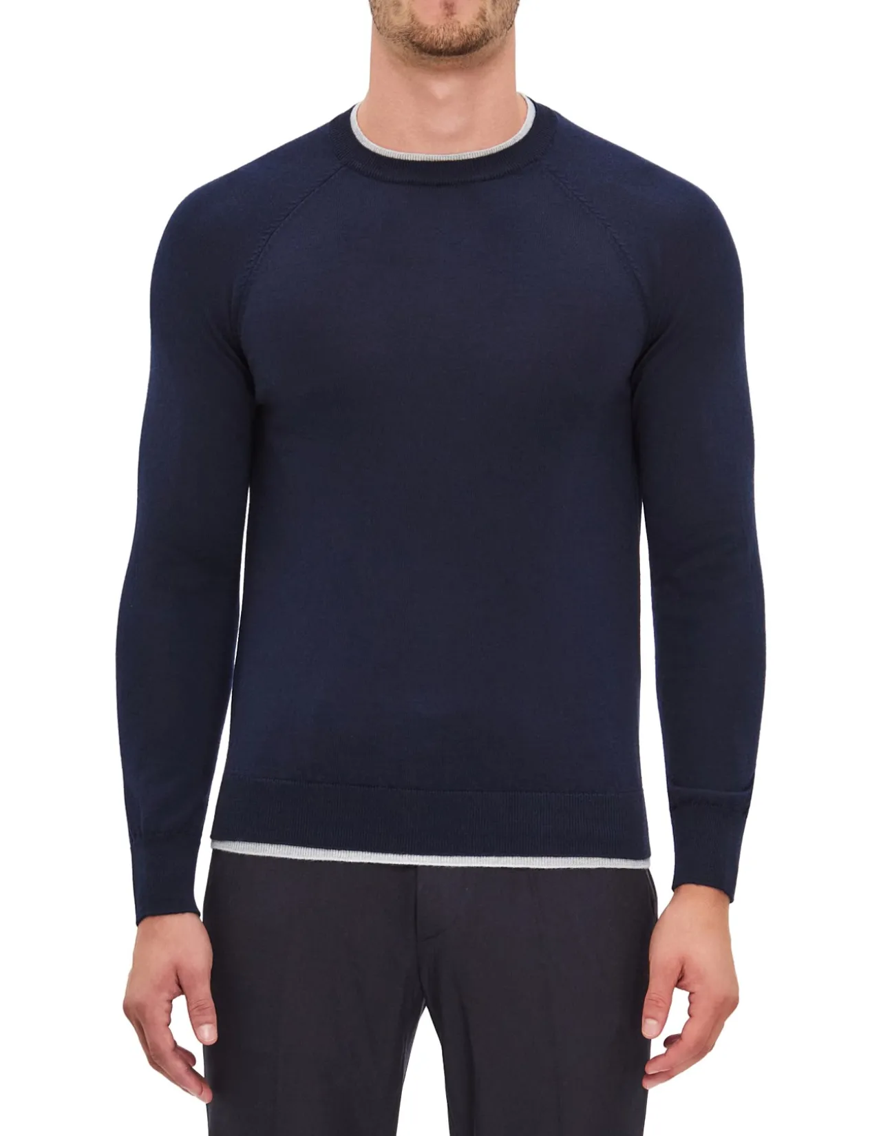 WOOL CREW NECK WITH RAGLAN SLEEVES KNITTED JUMPER