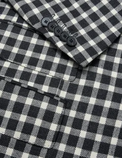 WOOL SILK LINEN CHECK BLAZER