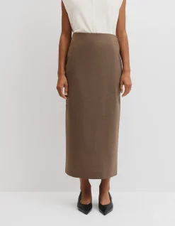 Wool Blend Midi Tailored Skirt