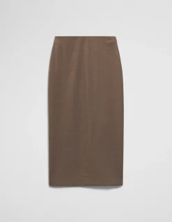 Wool Blend Midi Tailored Skirt