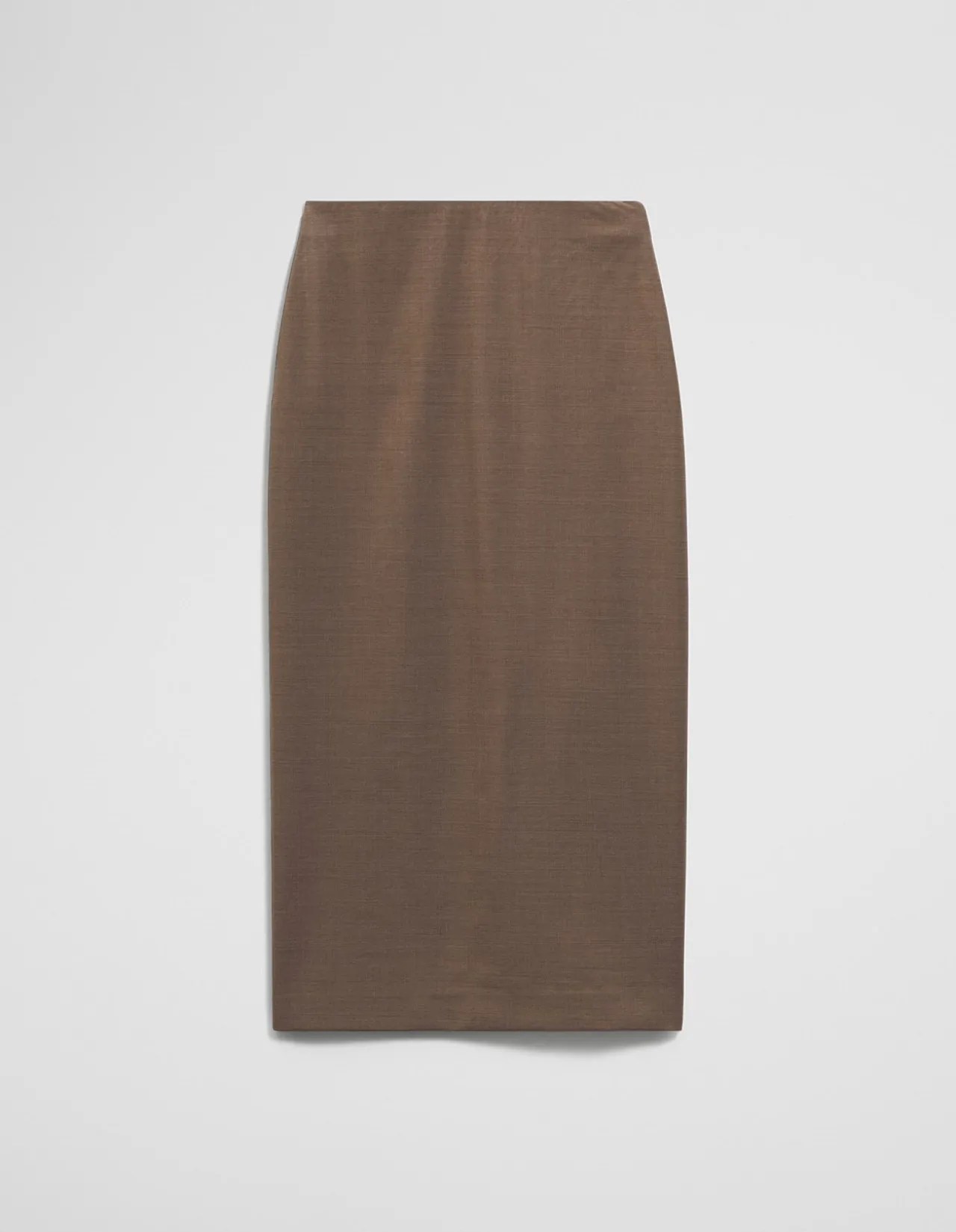 Wool Blend Midi Tailored Skirt