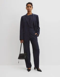 Wool Blend Pinstripe Classic Blazer