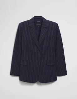 Wool Blend Pinstripe Classic Blazer