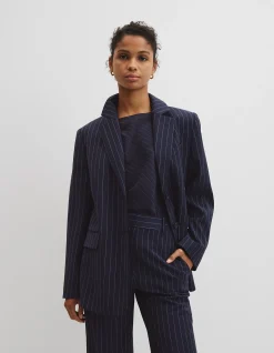 Wool Blend Pinstripe Classic Blazer