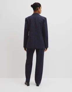 Wool Blend Pinstripe Classic Blazer