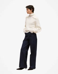 Wool Rib Collared Knit