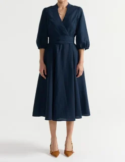 WRAP LINEN BLEND DRESS