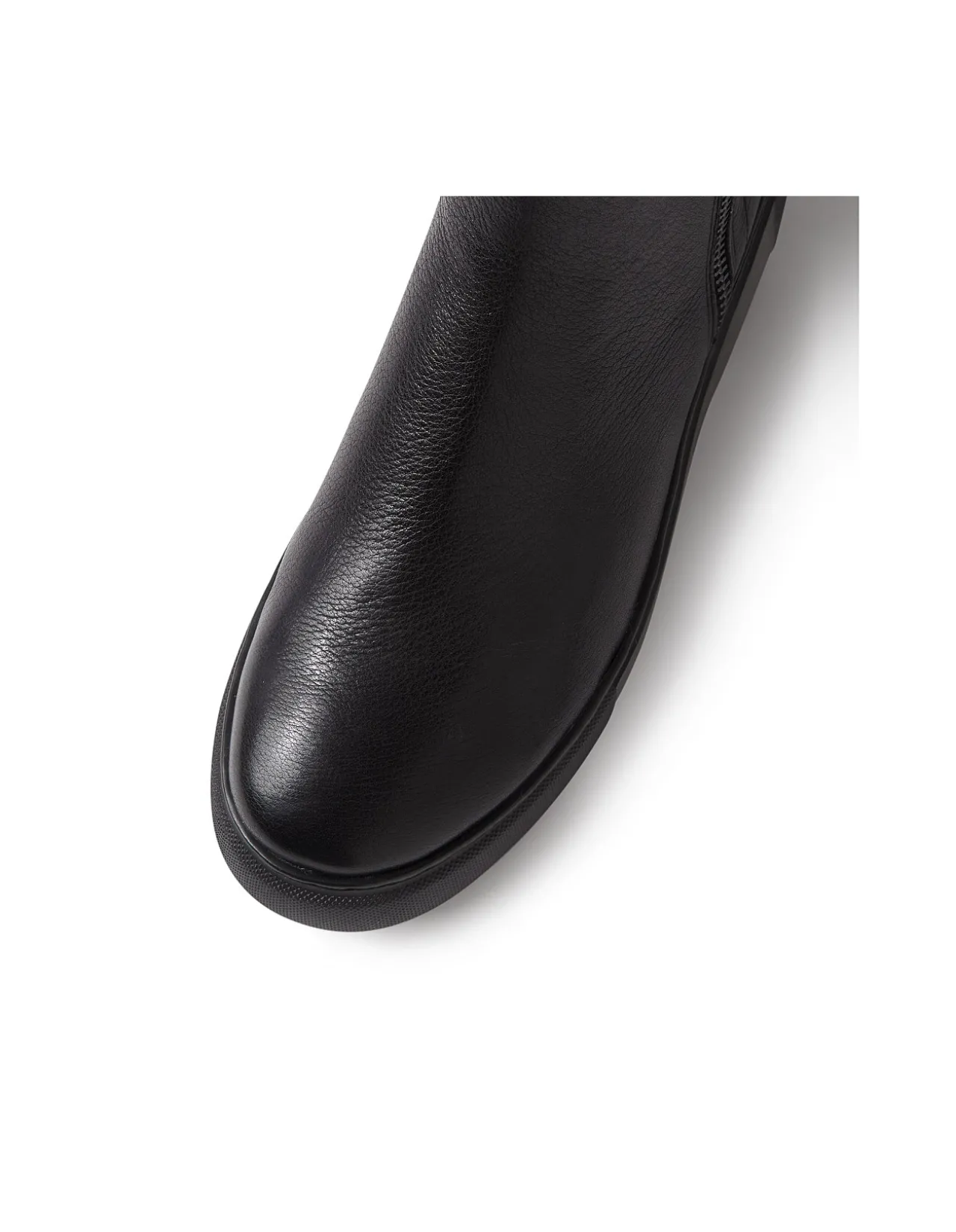 Yogue Black Leather Zip Platform Calf Boots