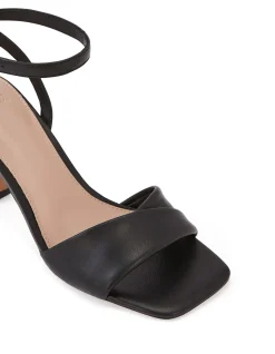 Yolanda Black Leather Flared Heel
