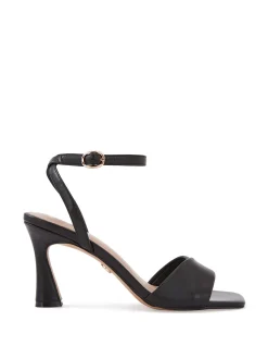 Yolanda Black Leather Flared Heel
