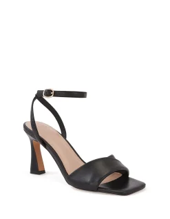 Yolanda Black Leather Flared Heel