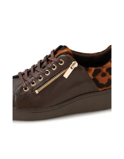 Yossar Leopard Panel Leather Trainers