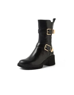 Zalon Buckle Detail Block Heel Boots