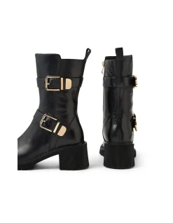 Zalon Buckle Detail Block Heel Boots