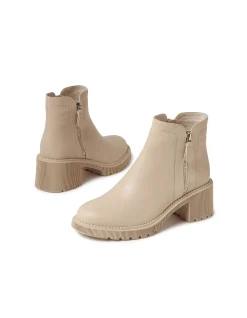 Zanto Block Heel Leather Ankle Boots