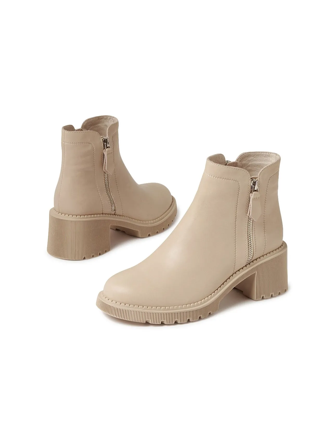 Zanto Block Heel Leather Ankle Boots