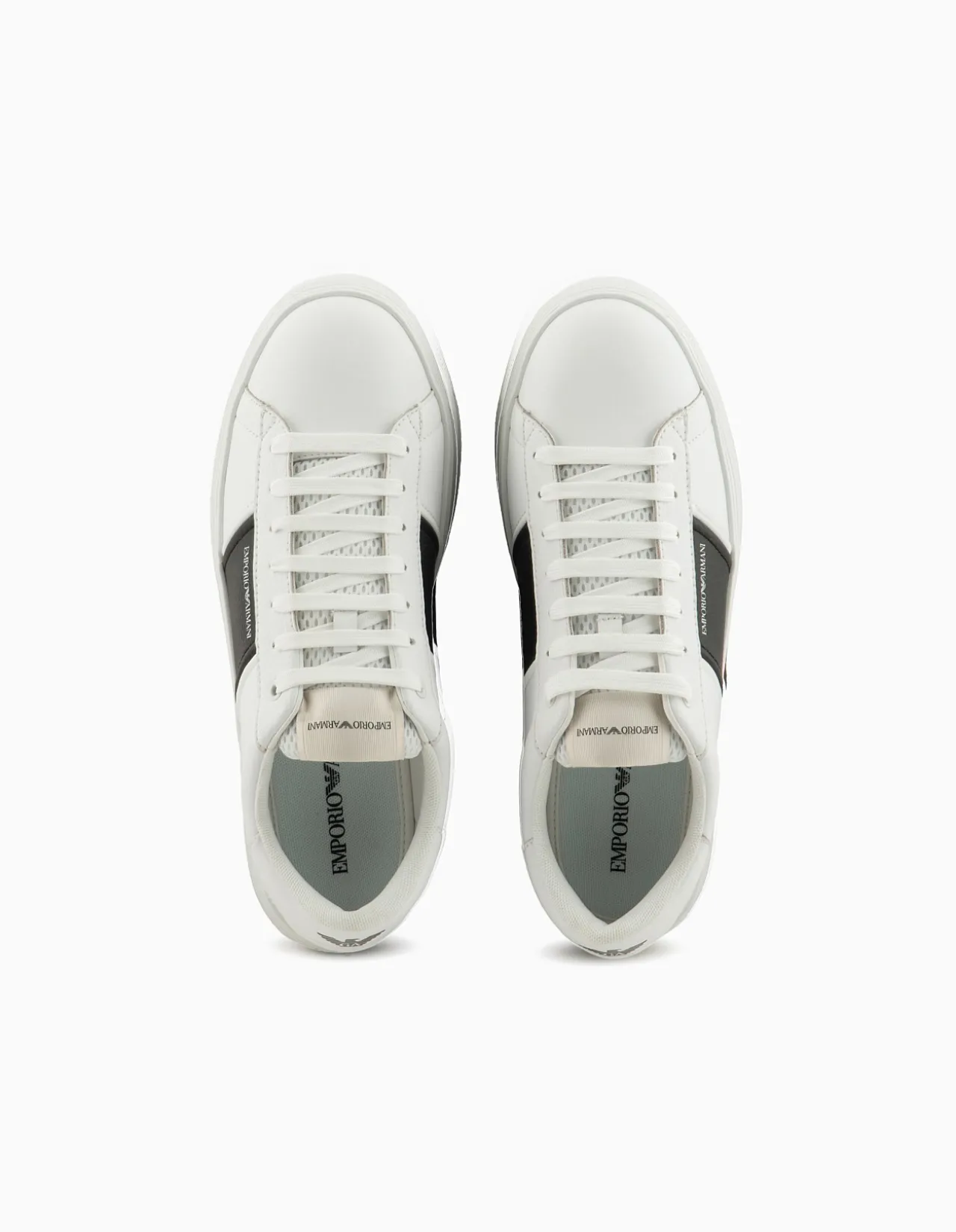 Zar Leather Sneaker with Contrast Panel and Embossed Logo