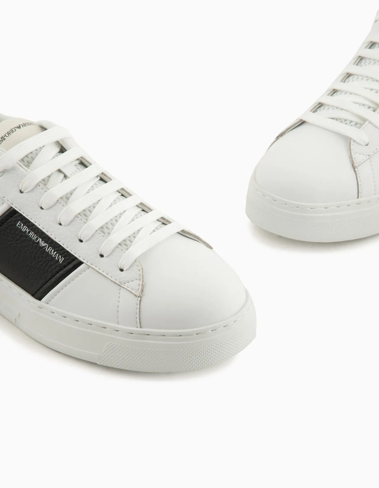 Zar Leather Sneaker with Contrast Panel and Embossed Logo