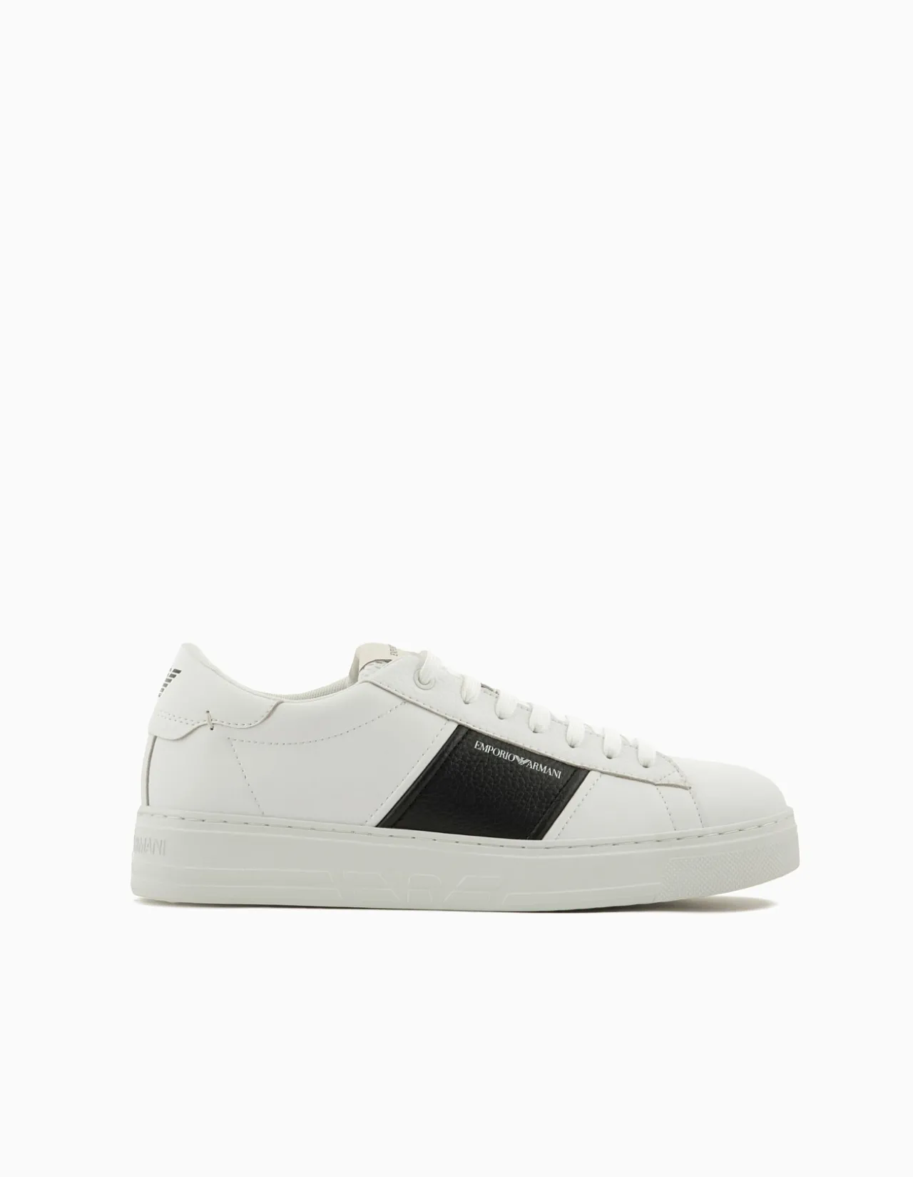 Zar Leather Sneaker with Contrast Panel and Embossed Logo