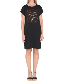Zebra Sequin Jersey Shift Dress