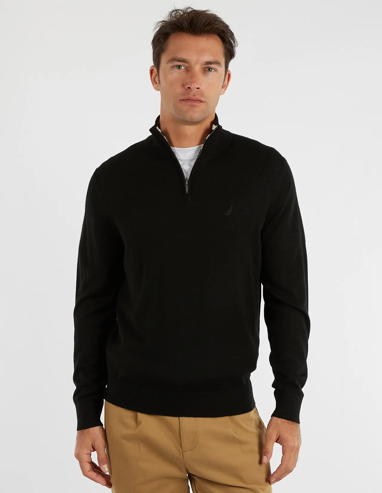1/4 ZIP AUSTRALIAN MERINO WOOL BLEND SWEATER