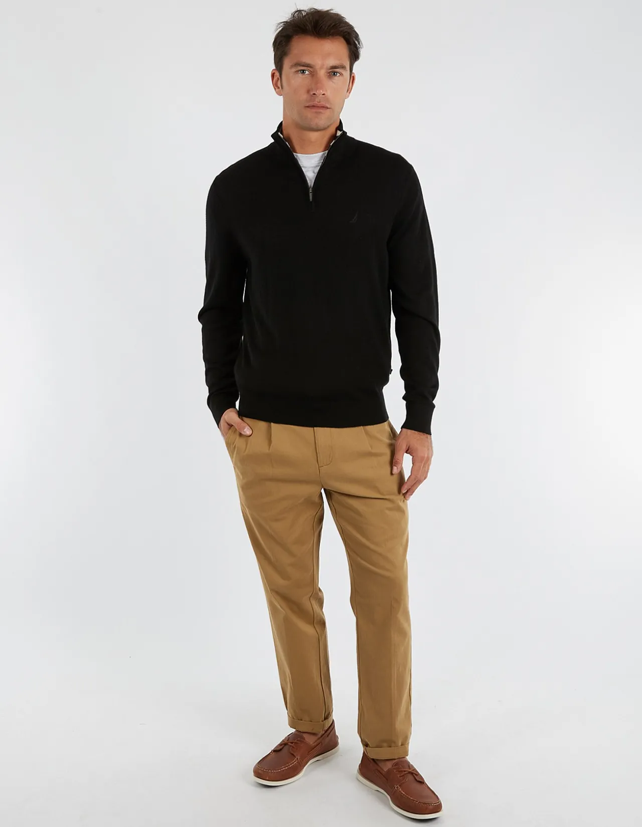 1/4 ZIP AUSTRALIAN MERINO WOOL BLEND SWEATER