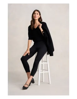 ZIP DETAIL 7/8TH PANT - JET BLACK