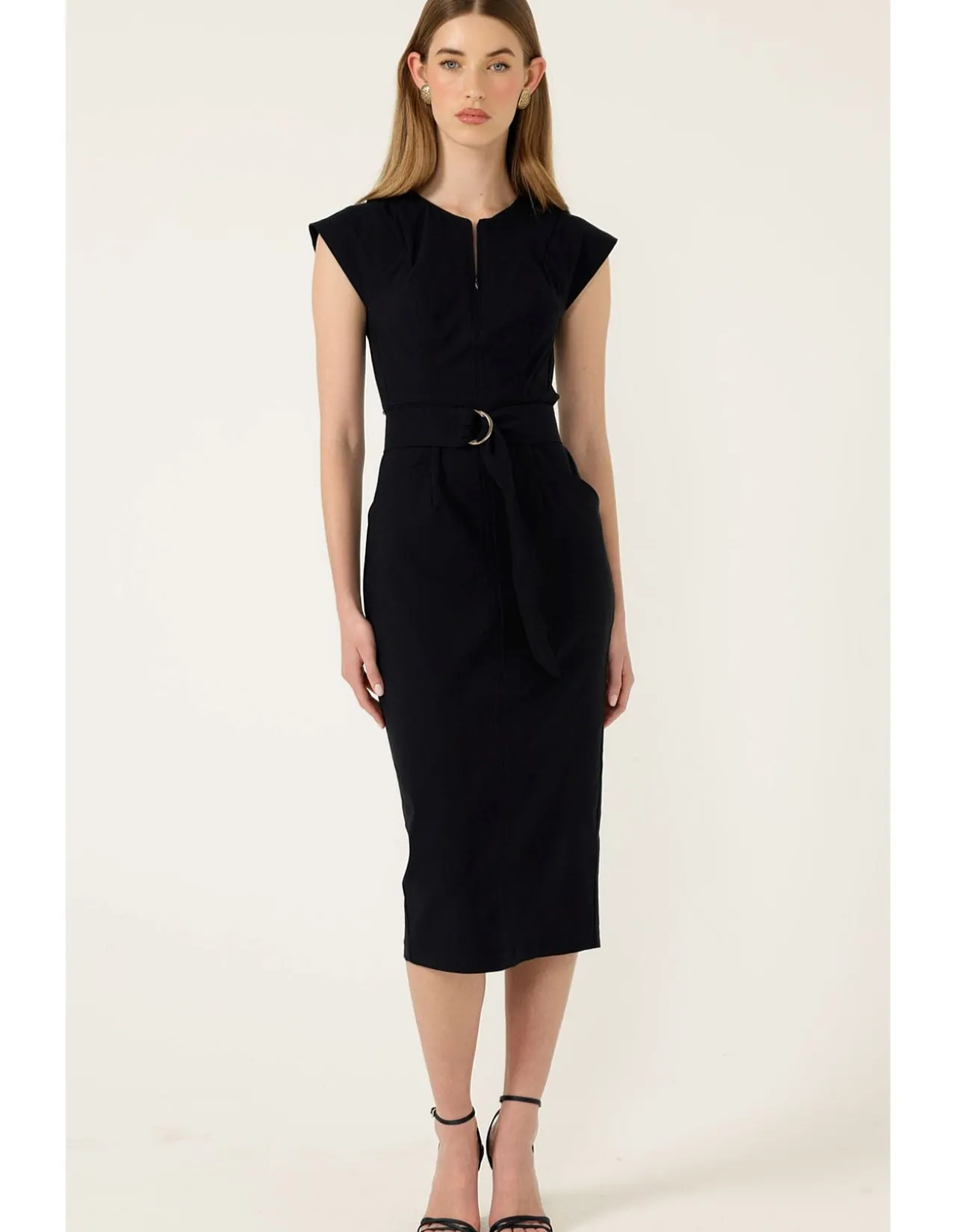 ZIP FRONT FITTED DRESS