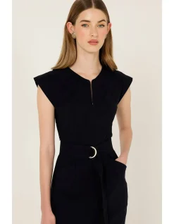 ZIP FRONT FITTED DRESS