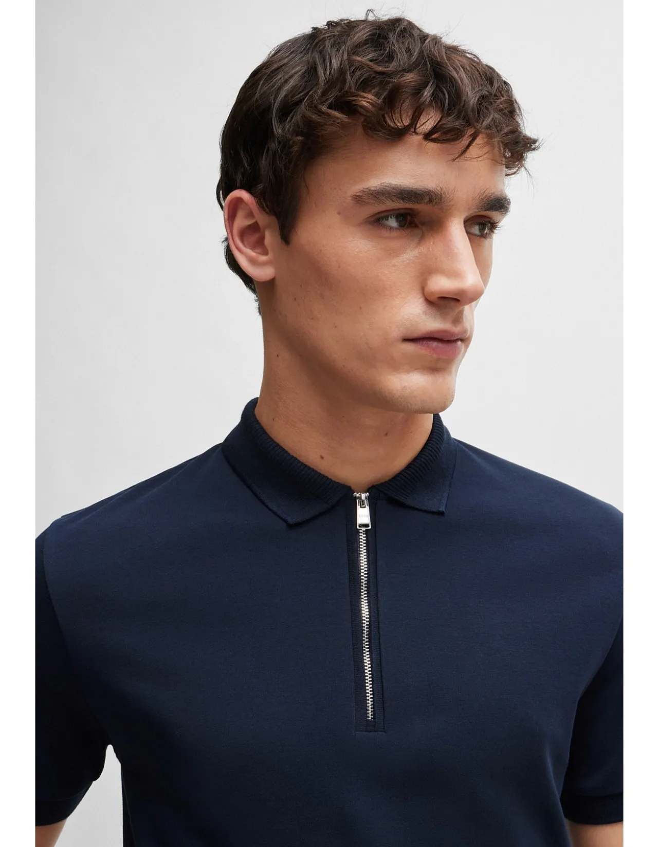 Zip-neck Slim-fit Polo Shirt