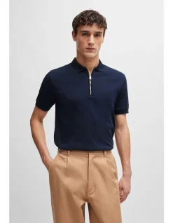 Zip-neck Slim-fit Polo Shirt