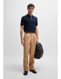 Zip-neck Slim-fit Polo Shirt