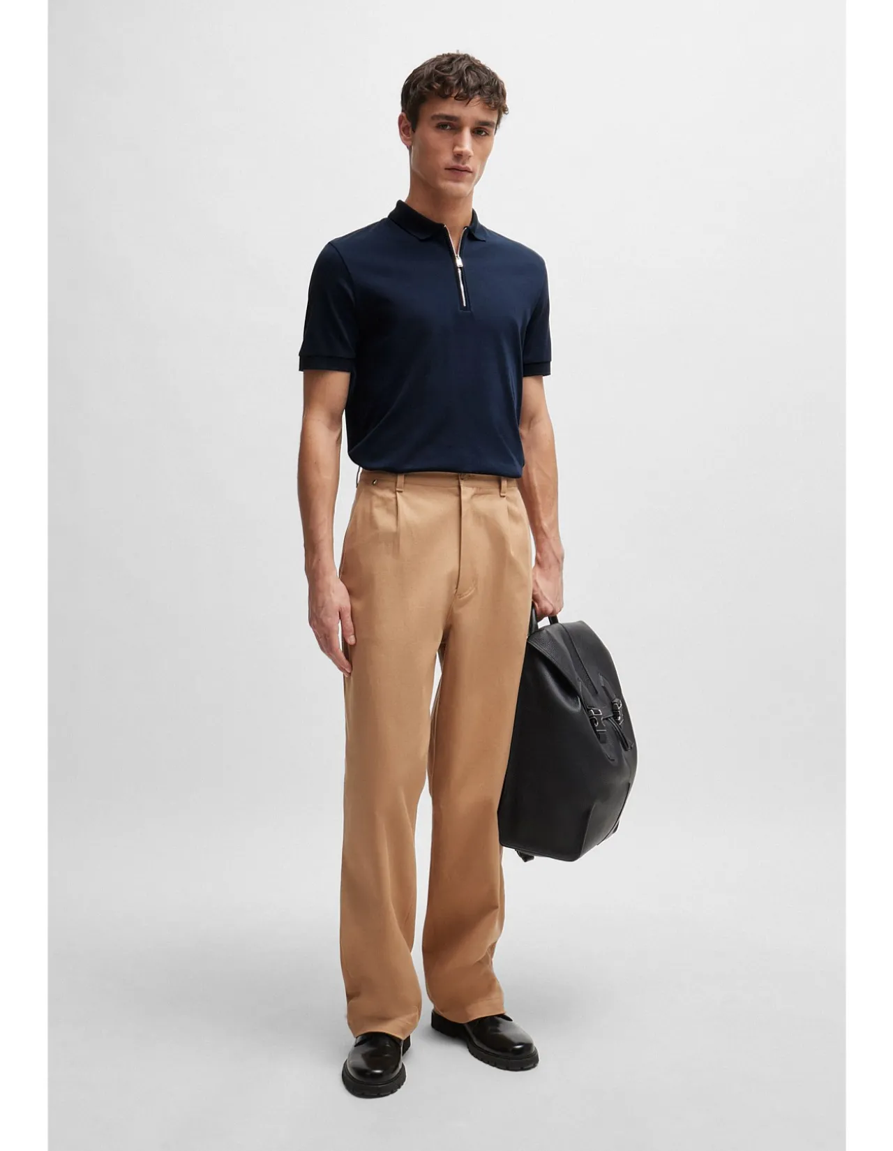 Zip-neck Slim-fit Polo Shirt