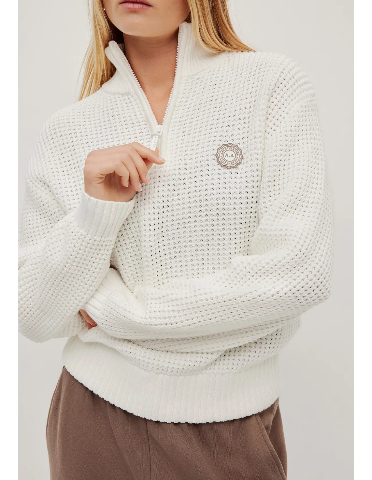 1/4 Zip Waffle Knit Jumper