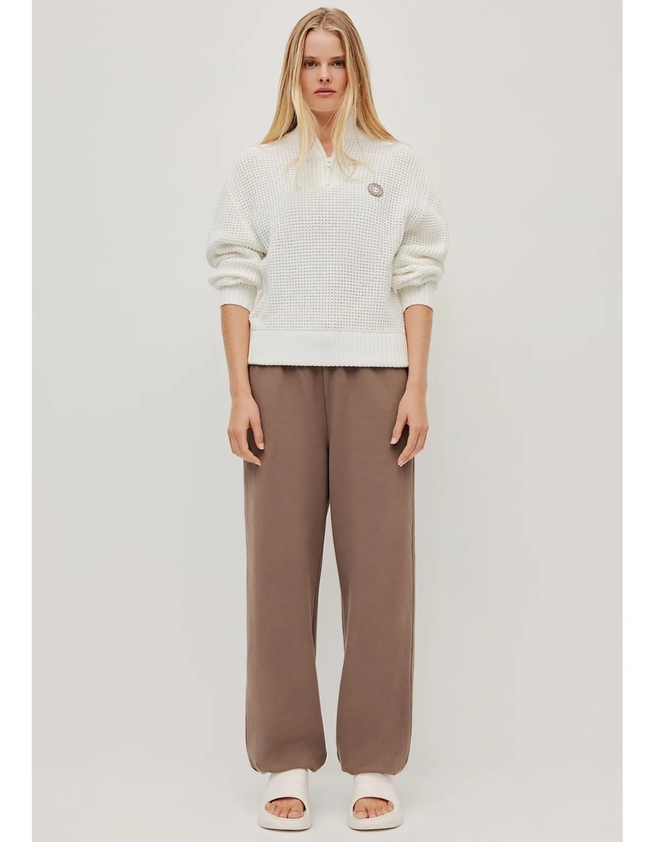 1/4 Zip Waffle Knit Jumper